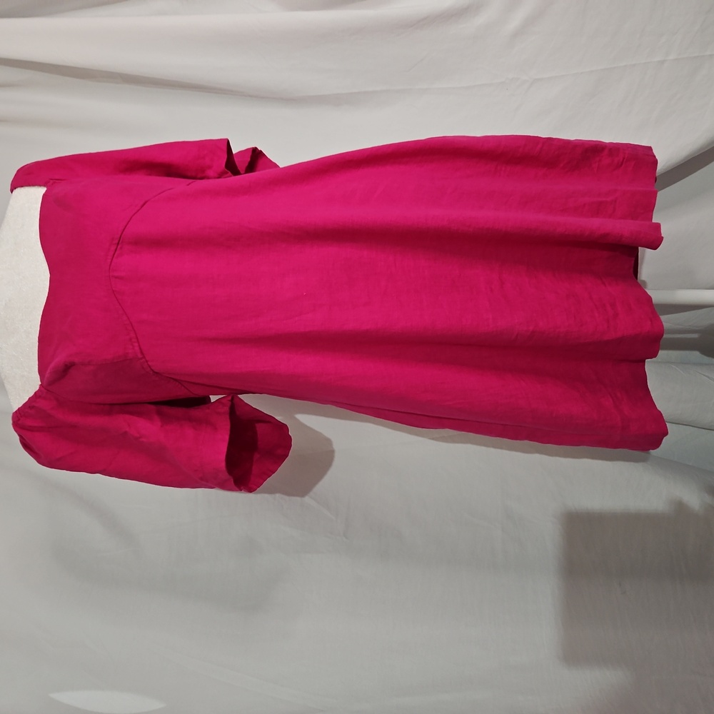 A New Day Pink Square Neck Puff Sleeve Linen Blend Sundress - Size Medium
